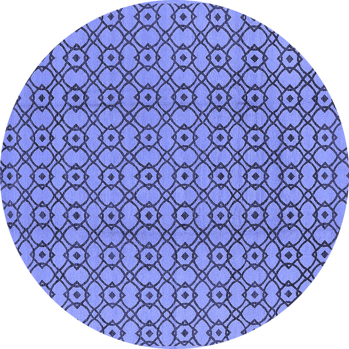 Round Machine Washable Oriental Blue Industrial Rug, wshurb457blu