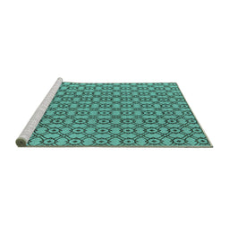 Sideview of Machine Washable Oriental Turquoise Industrial Area Rugs, wshurb457turq