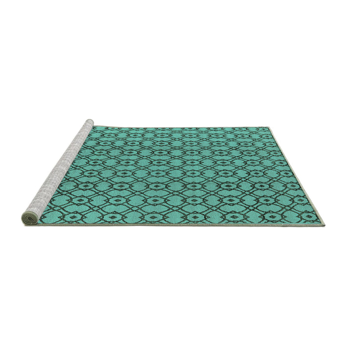 Sideview of Machine Washable Oriental Turquoise Industrial Area Rugs, wshurb457turq