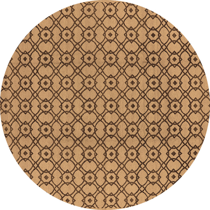 Round Machine Washable Oriental Brown Industrial Rug, wshurb457brn