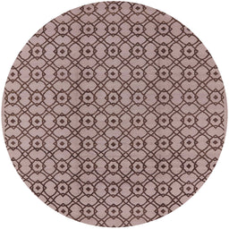 Round Mid-Century Modern Chestnut Brown Oriental Rug, urb457