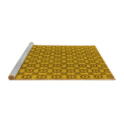 Sideview of Machine Washable Oriental Yellow Industrial Rug, wshurb457yw