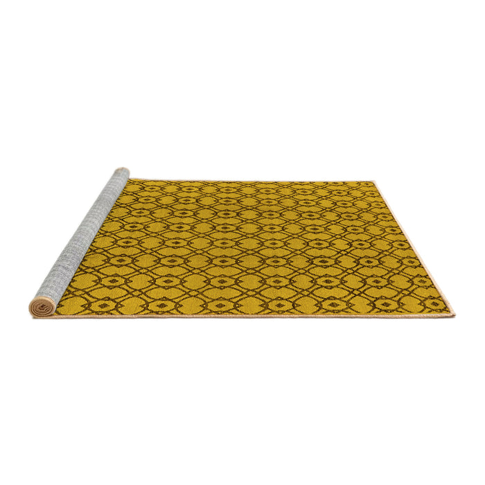 Sideview of Machine Washable Oriental Yellow Industrial Rug, wshurb457yw