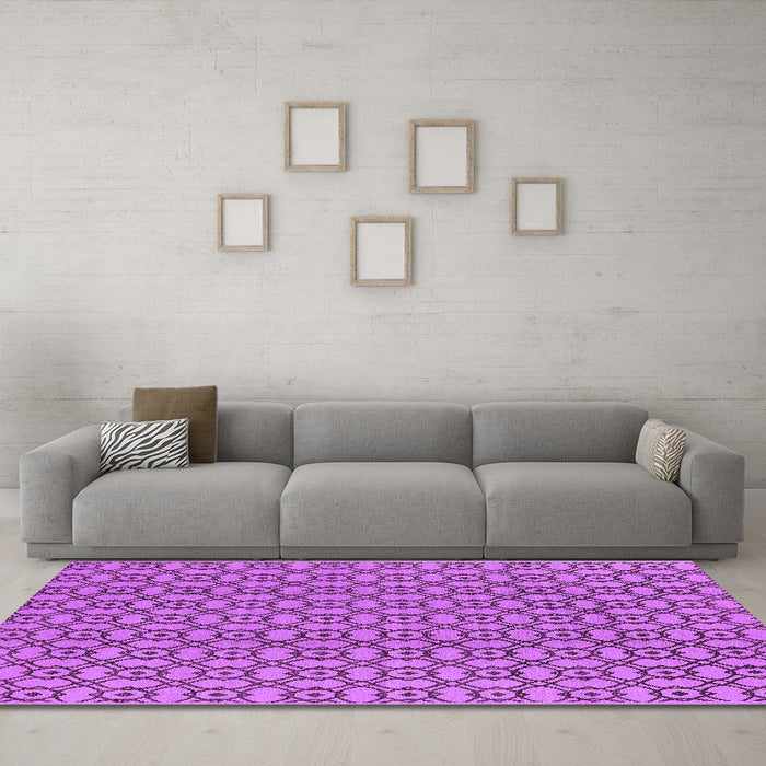 Machine Washable Oriental Purple Industrial Area Rugs in a Living Room, wshurb457pur