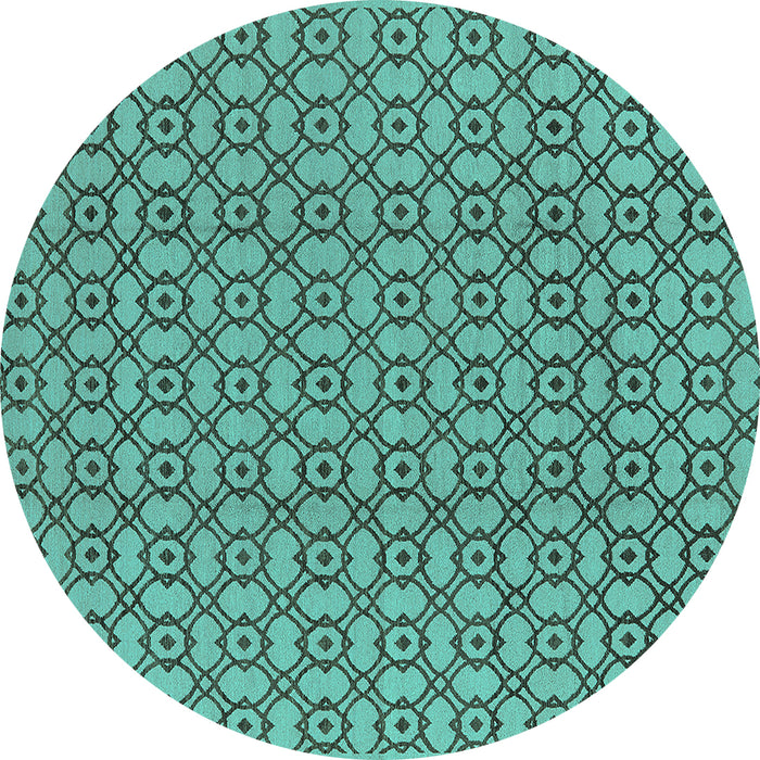 Round Oriental Turquoise Industrial Rug, urb457turq