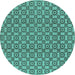 Round Oriental Turquoise Industrial Rug, urb457turq