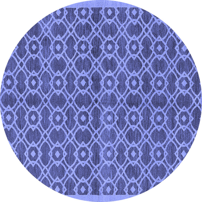 Round Machine Washable Oriental Blue Industrial Rug, wshurb458blu