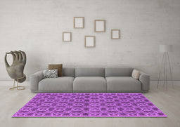 Machine Washable Oriental Purple Industrial Area Rugs in a Living Room, wshurb458pur
