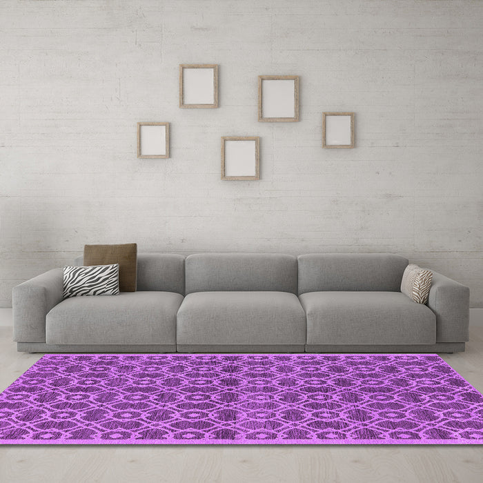 Machine Washable Oriental Purple Industrial Area Rugs in a Living Room, wshurb458pur