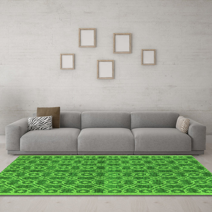 Machine Washable Oriental Green Industrial Area Rugs in a Living Room,, wshurb458grn