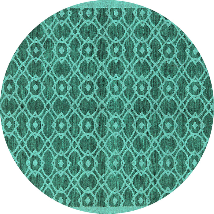 Round Oriental Turquoise Industrial Rug, urb458turq