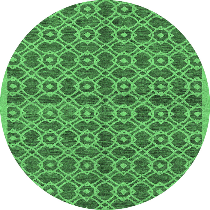 Round Oriental Emerald Green Industrial Rug, urb458emgrn