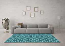 Machine Washable Oriental Light Blue Industrial Rug in a Living Room, wshurb458lblu