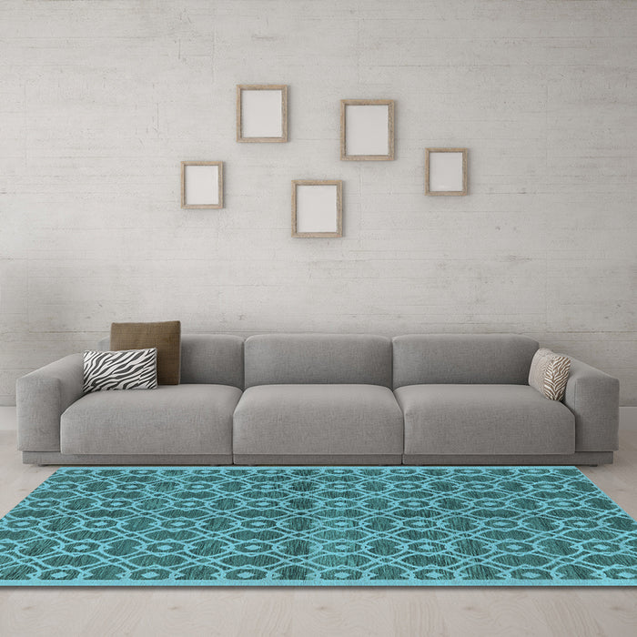 Machine Washable Oriental Light Blue Industrial Rug in a Living Room, wshurb458lblu