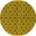 Round Machine Washable Oriental Yellow Industrial Rug, wshurb458yw