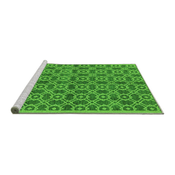 Sideview of Machine Washable Oriental Green Industrial Area Rugs, wshurb458grn