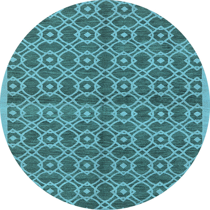 Round Machine Washable Oriental Light Blue Industrial Rug, wshurb458lblu