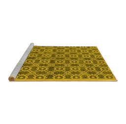 Sideview of Machine Washable Oriental Yellow Industrial Rug, wshurb458yw
