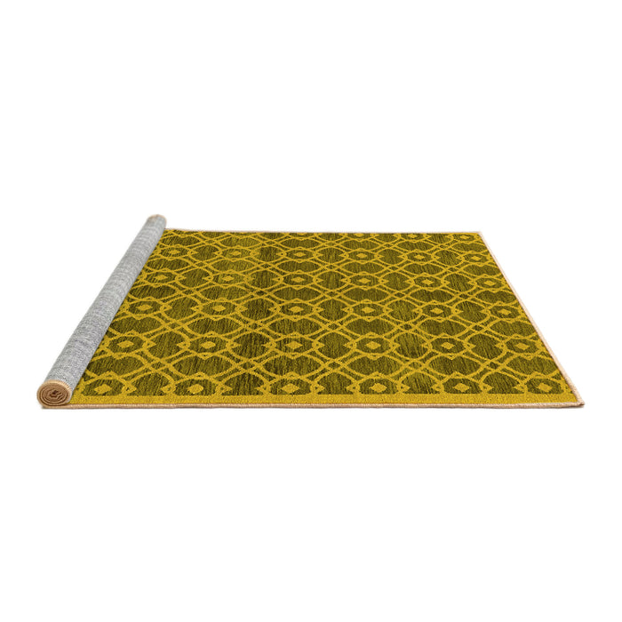 Sideview of Machine Washable Oriental Yellow Industrial Rug, wshurb458yw