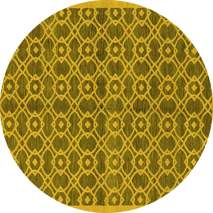 Round Oriental Yellow Industrial Rug, urb458yw
