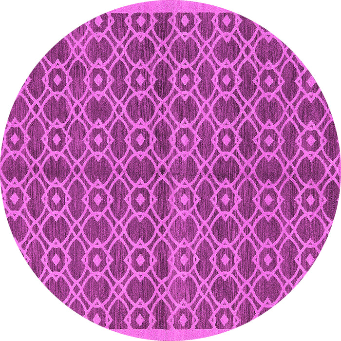 Round Machine Washable Oriental Pink Industrial Rug, wshurb458pnk
