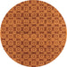 Round Machine Washable Oriental Orange Industrial Area Rugs, wshurb459org