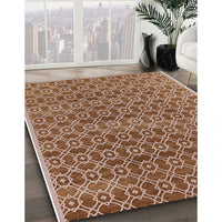 Mid-Century Modern Mahogany Brown Oriental Rug, urb459