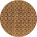 Round Oriental Brown Industrial Rug, urb459brn