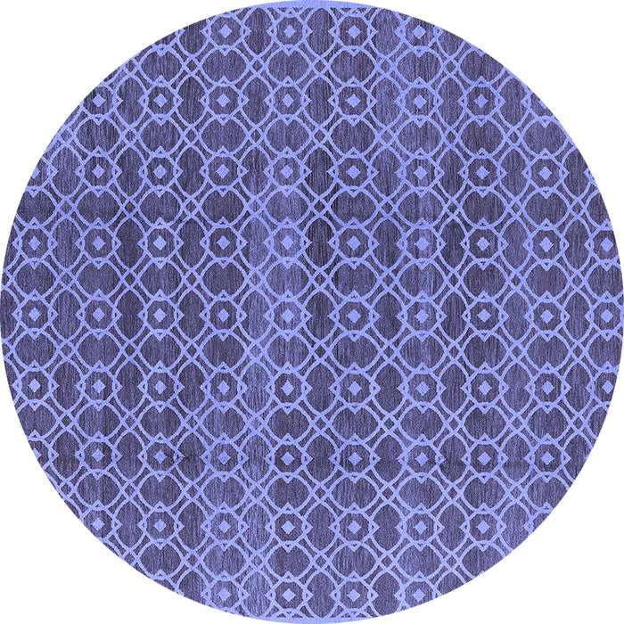Round Machine Washable Oriental Blue Industrial Rug, wshurb459blu
