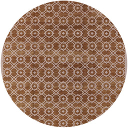 Round Mid-Century Modern Mahogany Brown Oriental Rug, urb459