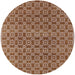 Round Mid-Century Modern Mahogany Brown Oriental Rug, urb459