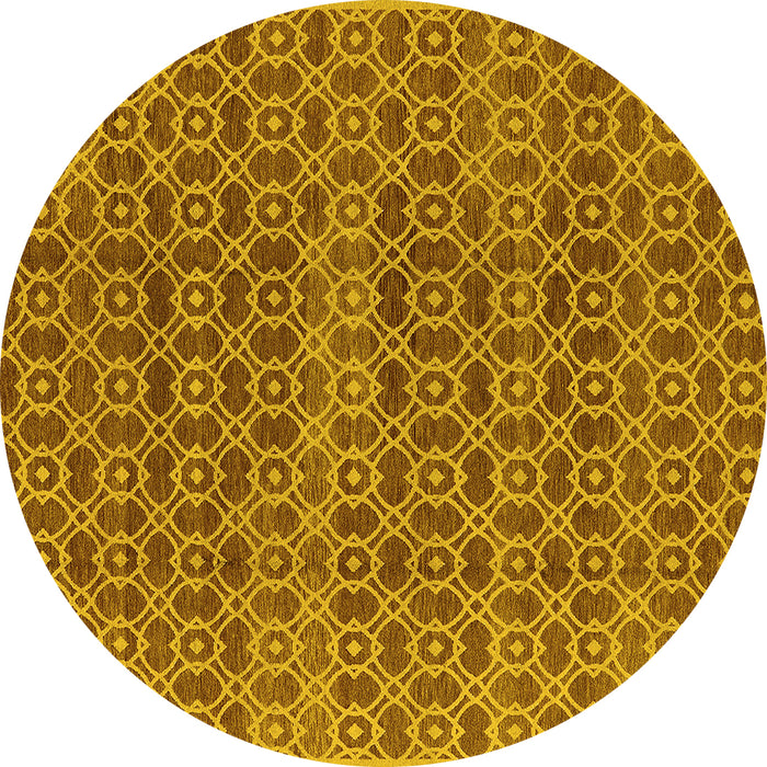 Round Oriental Yellow Industrial Rug, urb459yw