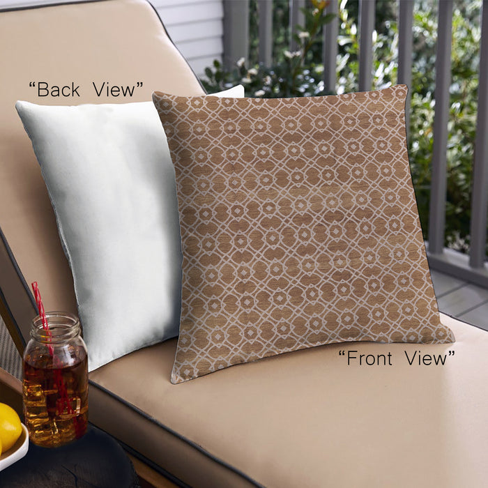 Front View of Mid-Century Modern Urban Square Mahogany Brown Throw Pillow, 18 inch by 18 inch, pwurb459