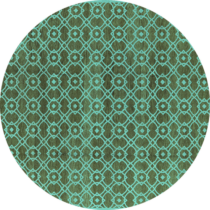 Round Oriental Turquoise Industrial Rug, urb459turq
