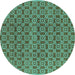 Round Oriental Turquoise Industrial Rug, urb459turq