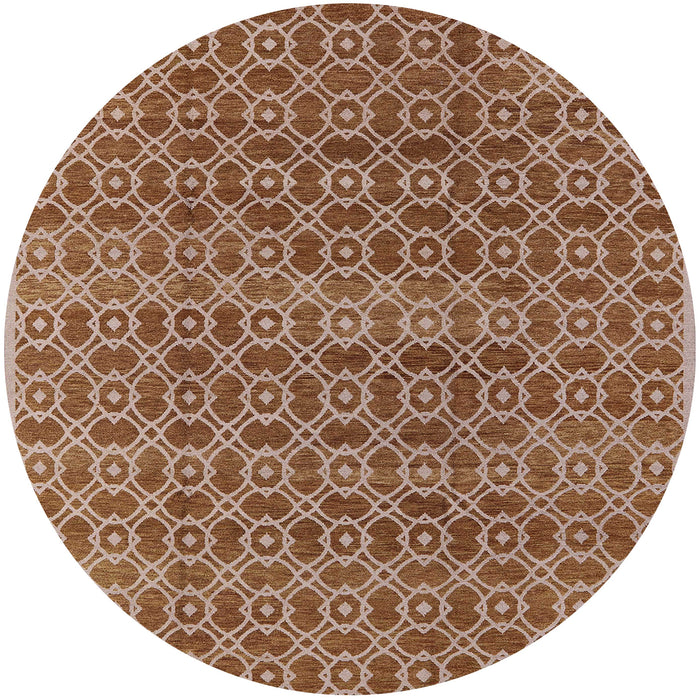 Round Machine Washable Industrial Modern Mahogany Brown Rug, wshurb459