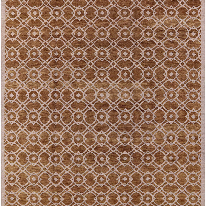 Square Mid-Century Modern Mahogany Brown Oriental Rug, urb459