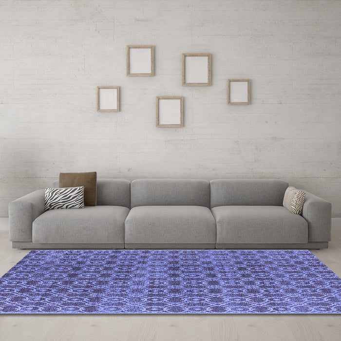 Machine Washable Oriental Blue Industrial Rug in a Living Room, wshurb459blu