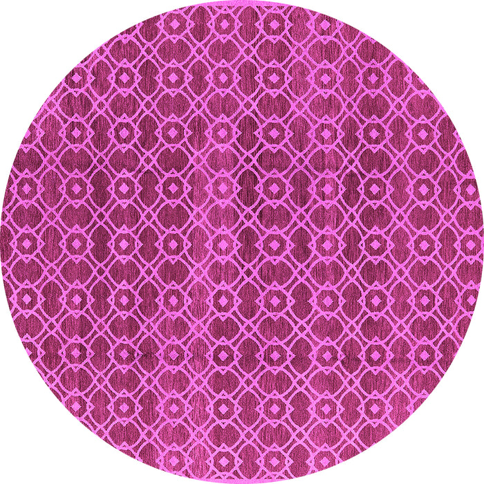 Round Machine Washable Oriental Pink Industrial Rug, wshurb459pnk