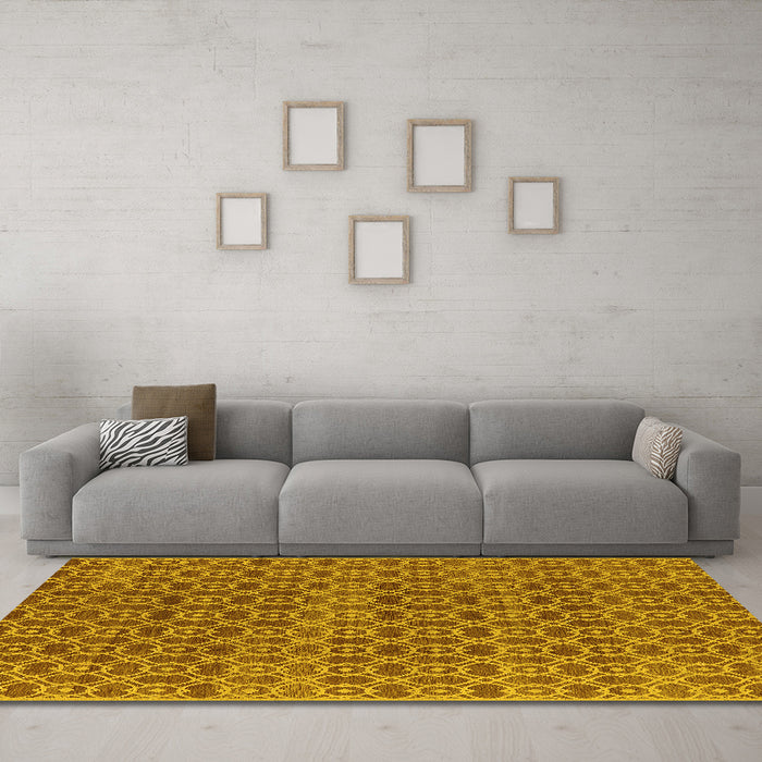Machine Washable Oriental Yellow Industrial Rug in a Living Room, wshurb459yw