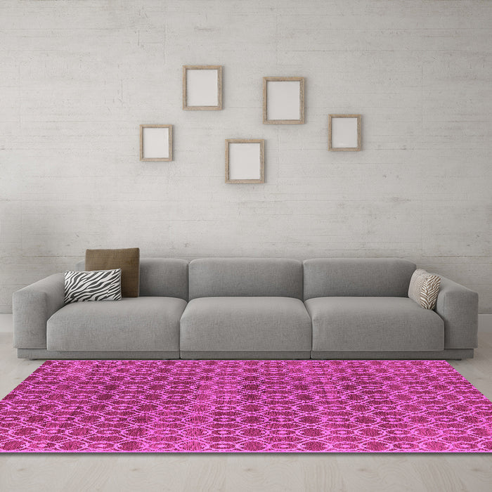 Machine Washable Oriental Pink Industrial Rug in a Living Room, wshurb459pnk