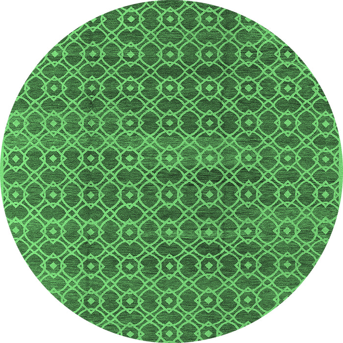 Round Oriental Emerald Green Industrial Rug, urb459emgrn