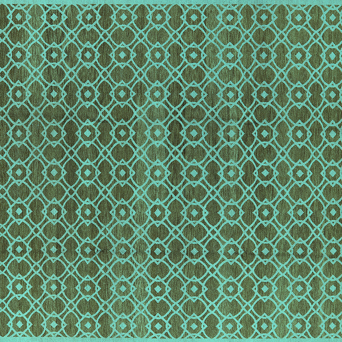 Square Machine Washable Oriental Turquoise Industrial Area Rugs, wshurb459turq