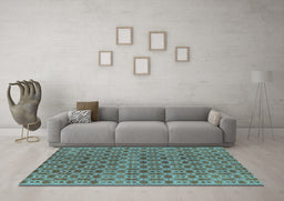 Machine Washable Oriental Light Blue Industrial Rug in a Living Room, wshurb459lblu