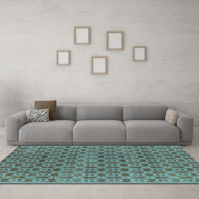 Machine Washable Oriental Light Blue Industrial Rug in a Living Room, wshurb459lblu