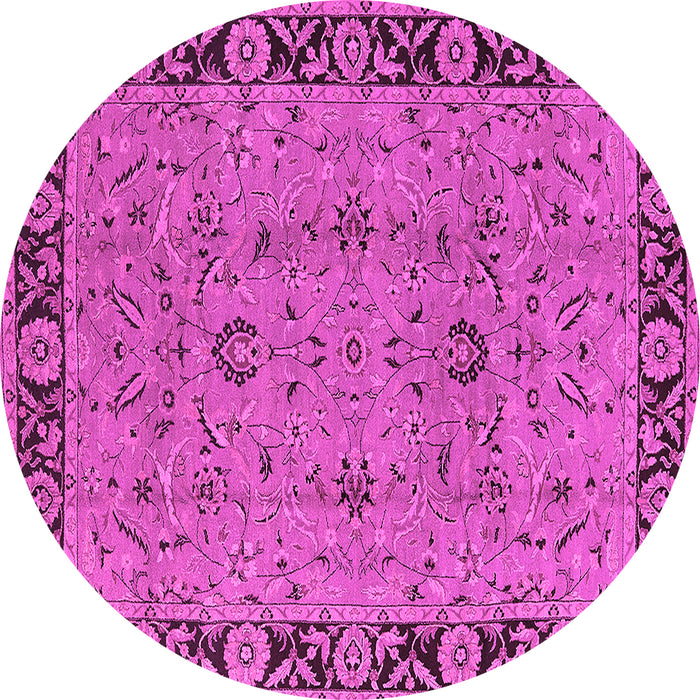 Round Machine Washable Oriental Pink Traditional Rug, wshurb460pnk