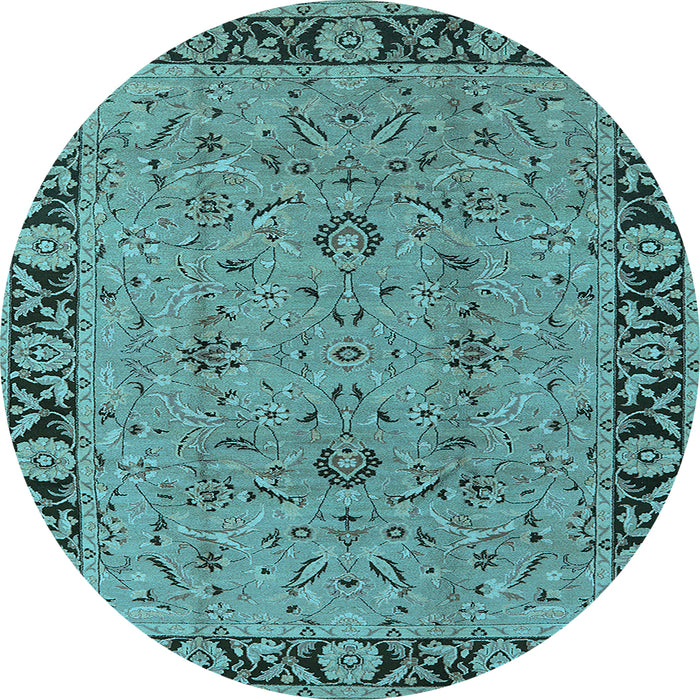 Round Oriental Light Blue Traditional Rug, urb460lblu