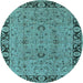 Round Oriental Light Blue Traditional Rug, urb460lblu