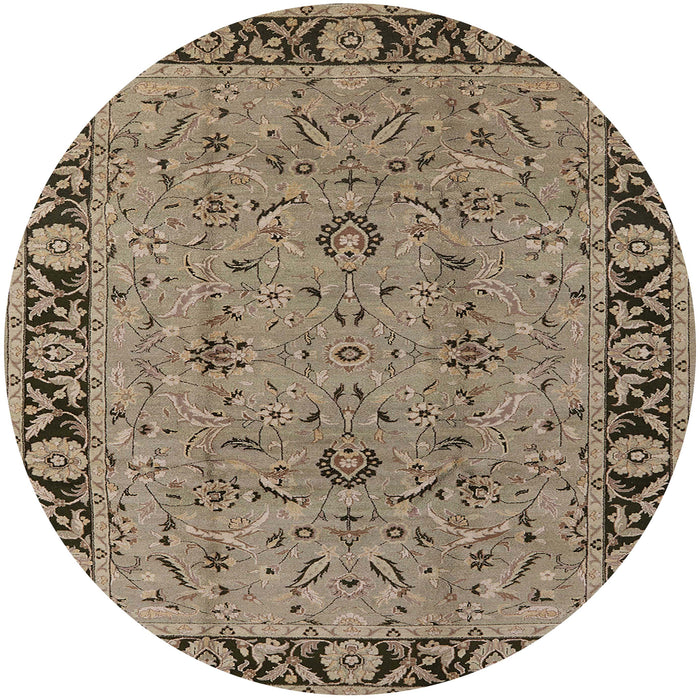 Round Mid-Century Modern Reddish Brown Oriental Rug, urb460