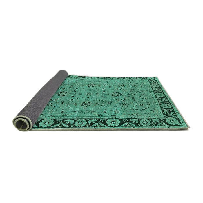 Sideview of Oriental Turquoise Traditional Rug, urb460turq